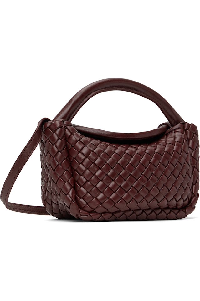 Маленькая сумка с верхней ручкой под камень Bottega Veneta, цвет barolo — фото 2