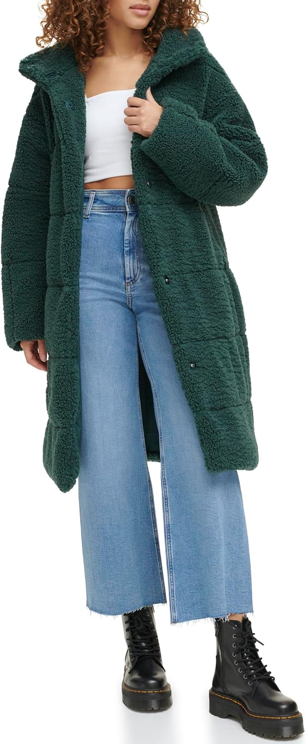 Женское пальто Levi's длинное стеганое, темно-зеленый — фото 2