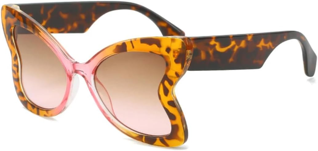 

Солнцезащитные очки с розовым леопардовым принтом и бабочками для женщин и мужчин, модные, роскошные, дизайнерские, винтажные, в стиле панк, с крупной оправой SZVVBKK, Leopard Tea Pink