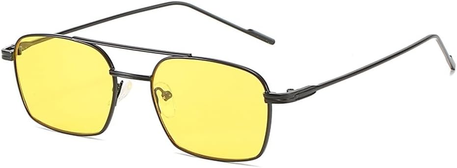 

Солнцезащитные очки в квадратной оправе для женщин с защитой от УФ-излучения UV400, золотисто-черные, в стиле ретро, ​​для мужчин, полностью металлические WNCKSQ, Black With Yellow