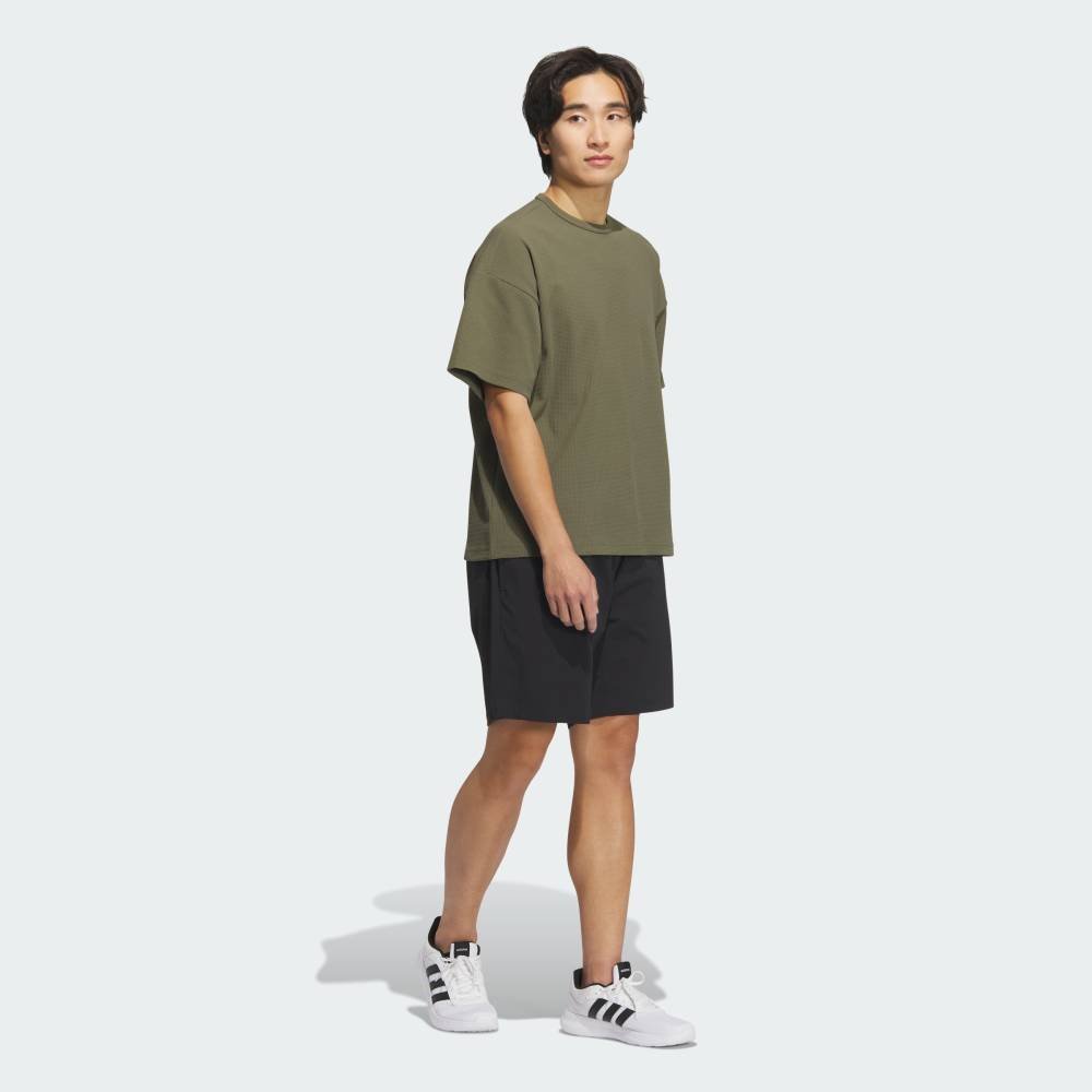 Футболка с коротким рукавом свободного кроя из вафельной ткани Adidas, green — фото 3