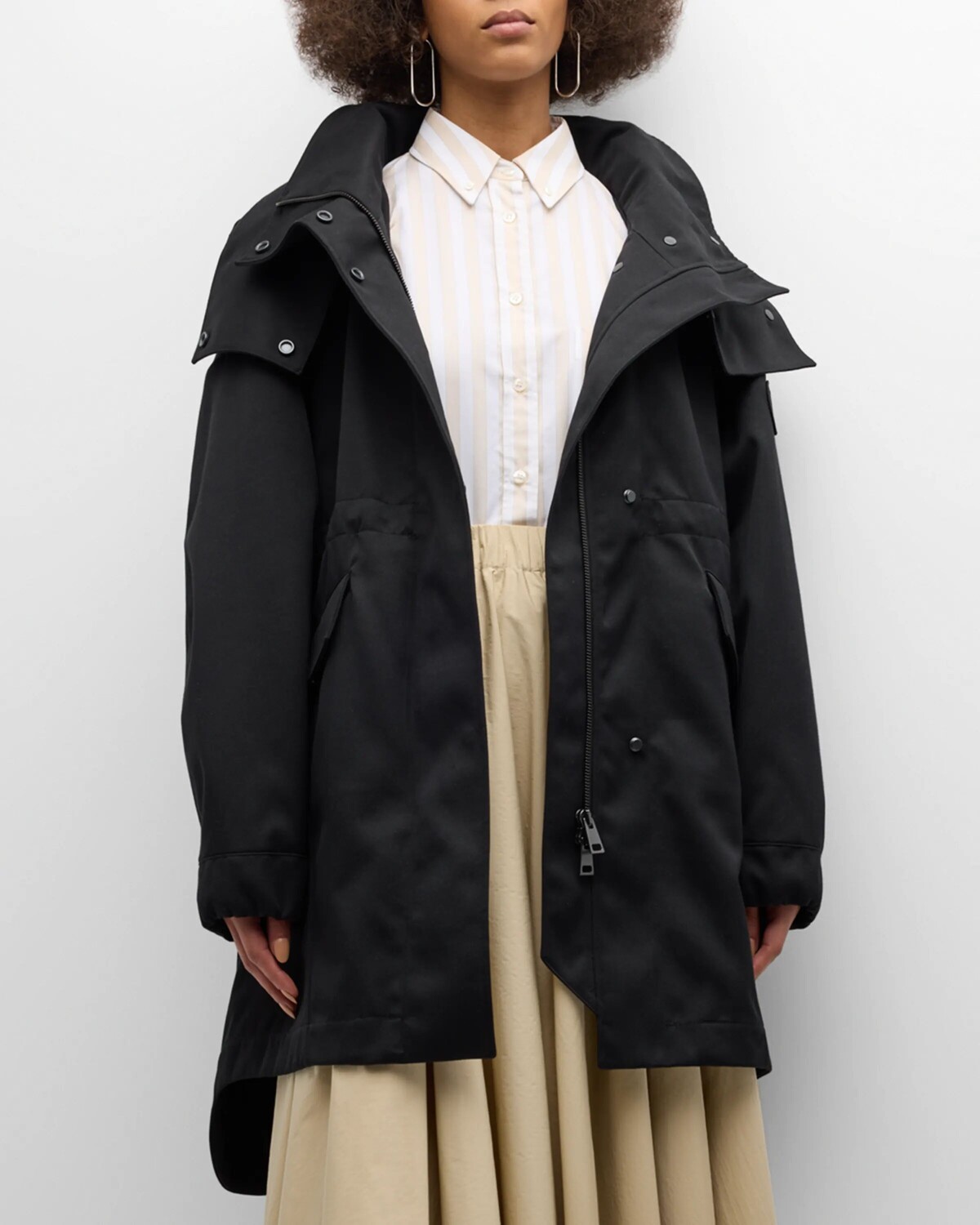 

Пальто средней плотности с капюшоном из твиллы Olivine Canada Goose, цвет Black