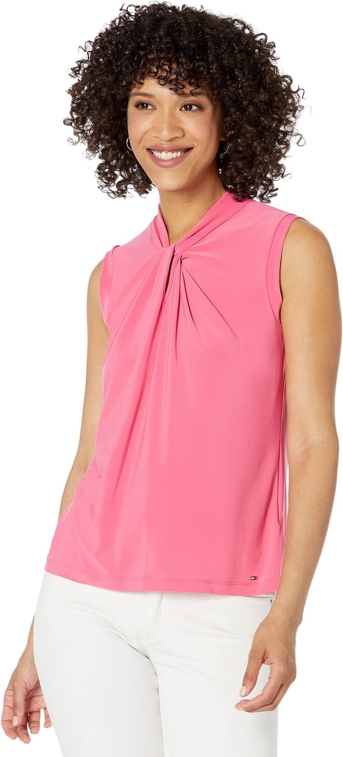 

Топ Tommy Hilfiger Sleeveless Knock Neck Knit, цвет Rosette