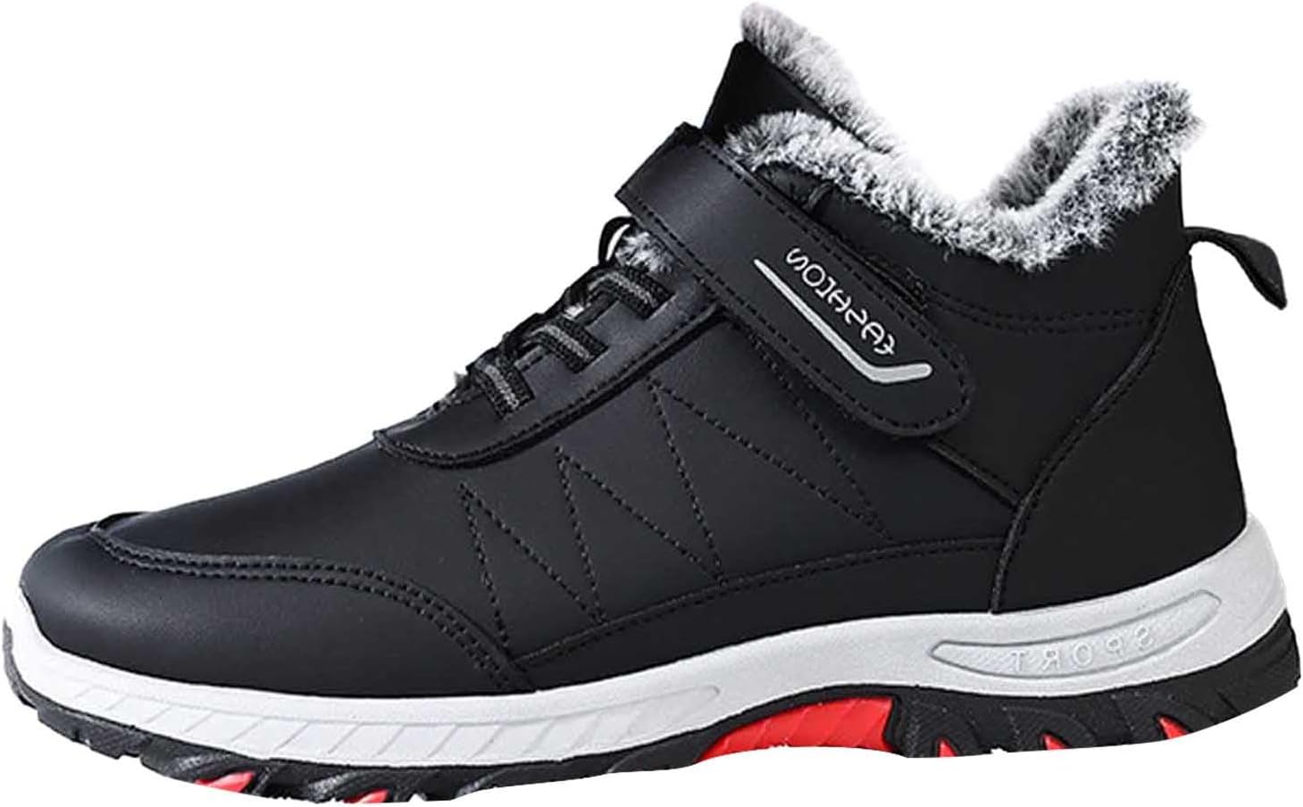 

Мужские теплые кроссовки на легком надевании с флисовой подкладкой, удобная повседневная обувь для зимы, нескользящая Generic, черный