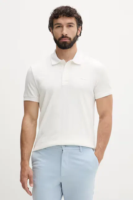 Поло из хлопка с эластаном Lacoste, белый