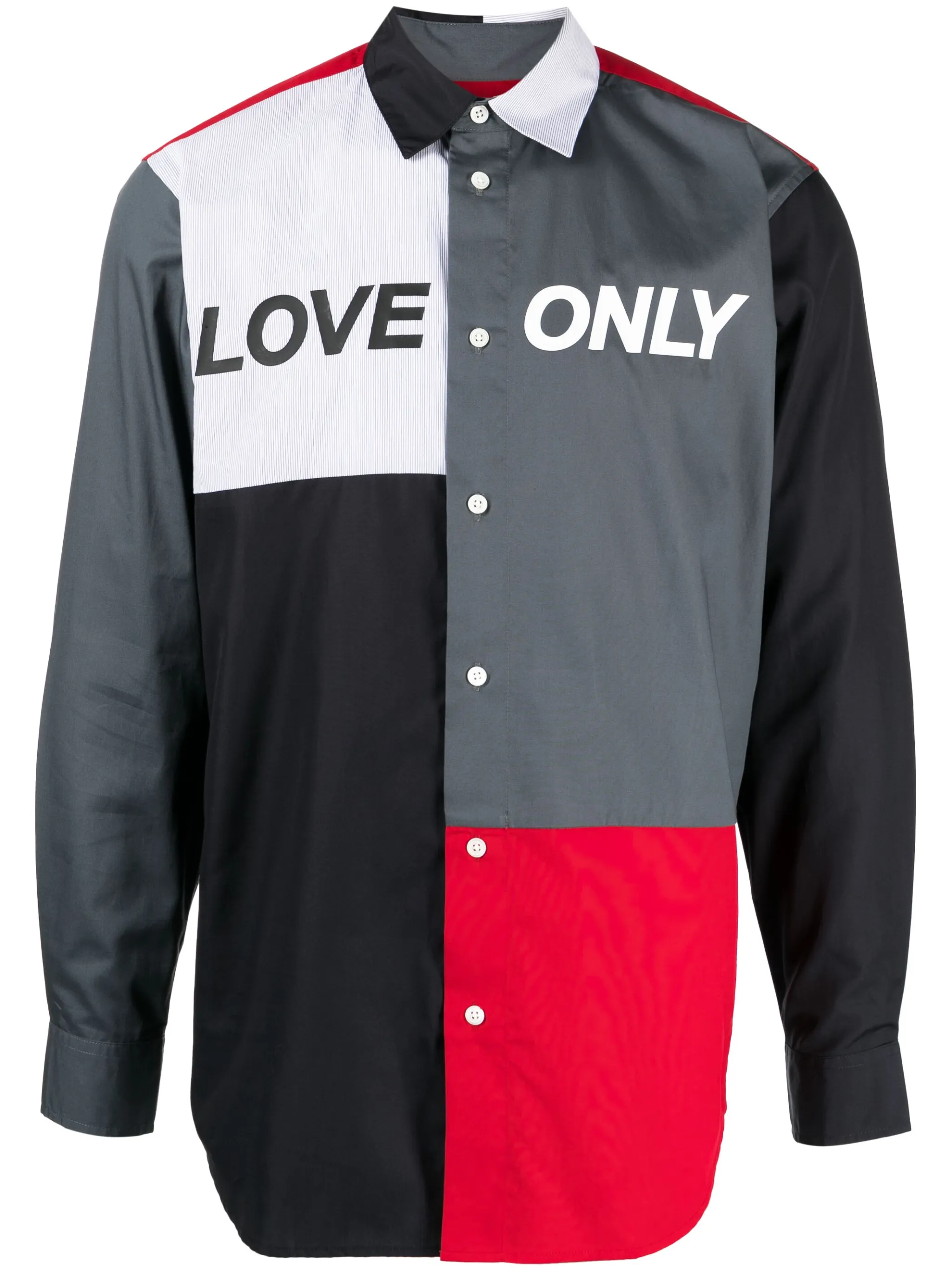 

Рубашка в технике пэчворк с надписью Ports V, красный