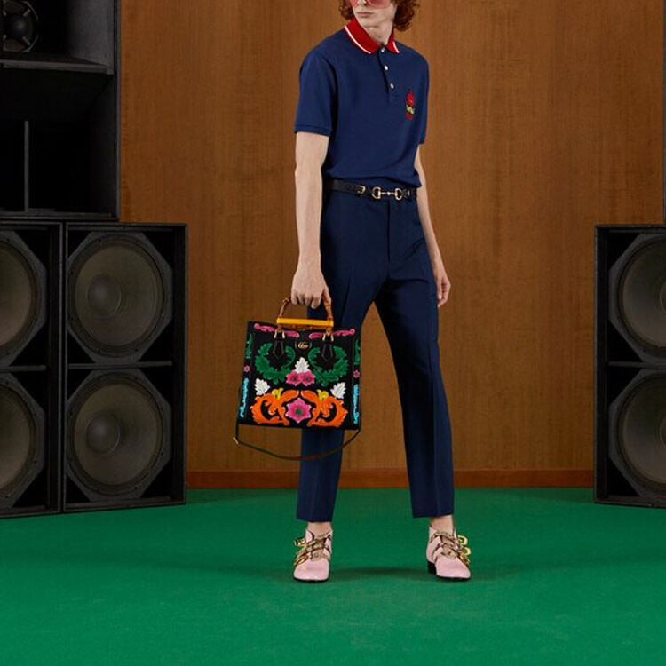Рубашка поло Gucci мужская, темно-синяя — фото 2