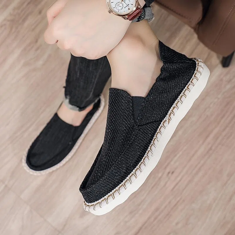 Лоферы мужские дышащие парусиновые, Slip-On, Black HoaloX — фото 4
