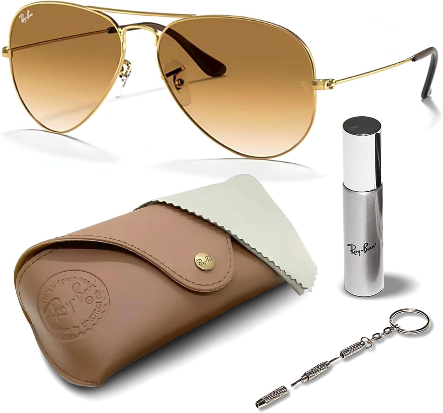 

Солнцезащитные очки Ray-Ban RB3025 AVIATOR GRADIENT в форме «пилот» для мужчин и женщин, в комплекте с официальным набором очков RAYBAN, Polished Arista Gold Frame | Light Brown Lens