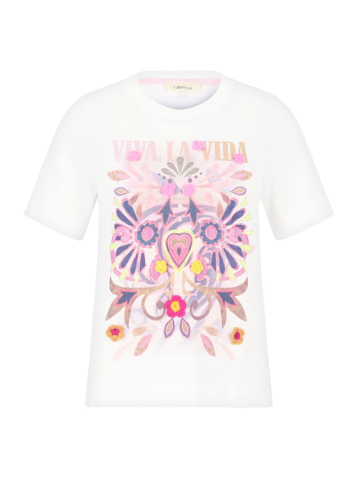 

Футболка с принтом и круглым вырезом в цвете Patch Cream/Rosé CARTOON