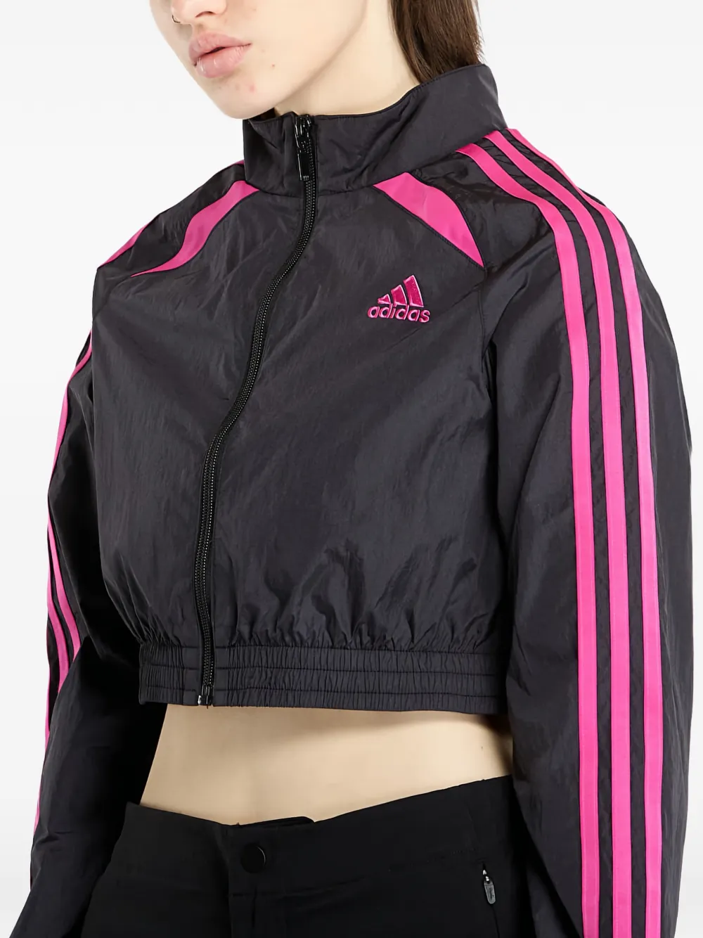 Укороченная спортивная куртка на молнии Teamgeist Adicolor Adidas, черный — фото 2