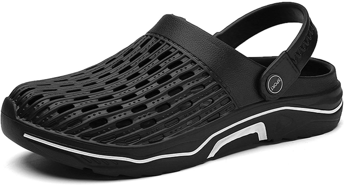 

Мужские летние тапочки с закрытым носком, удобные, без застежки, для повседневной носки, отдыха на пляже, легкие Generic, черный