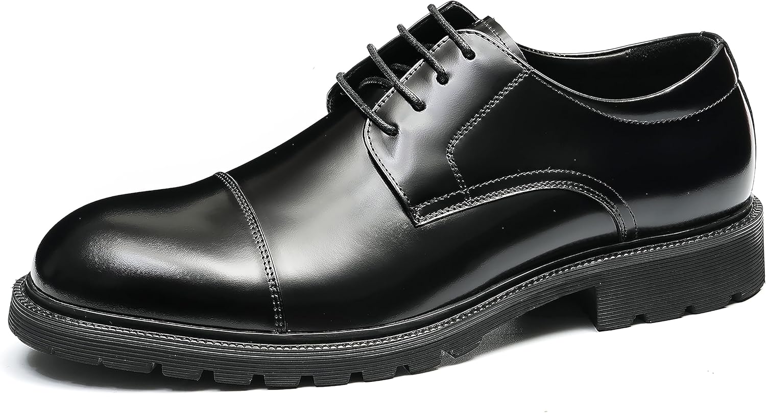 

Мужские туфли Santimon Oxfords из натуральной кожи с закрытым носком для вечеринки, свадьбы, бизнеса и повседневной моды, черный