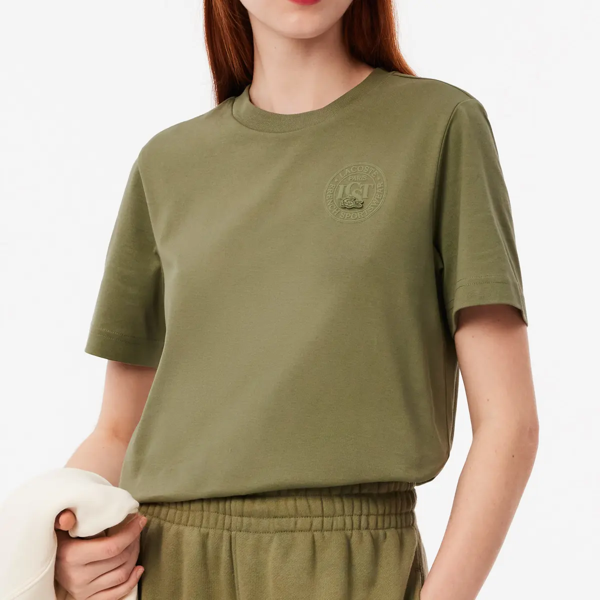 Футболка Lacoste Women's, хаки, с классическим кроем — фото 3