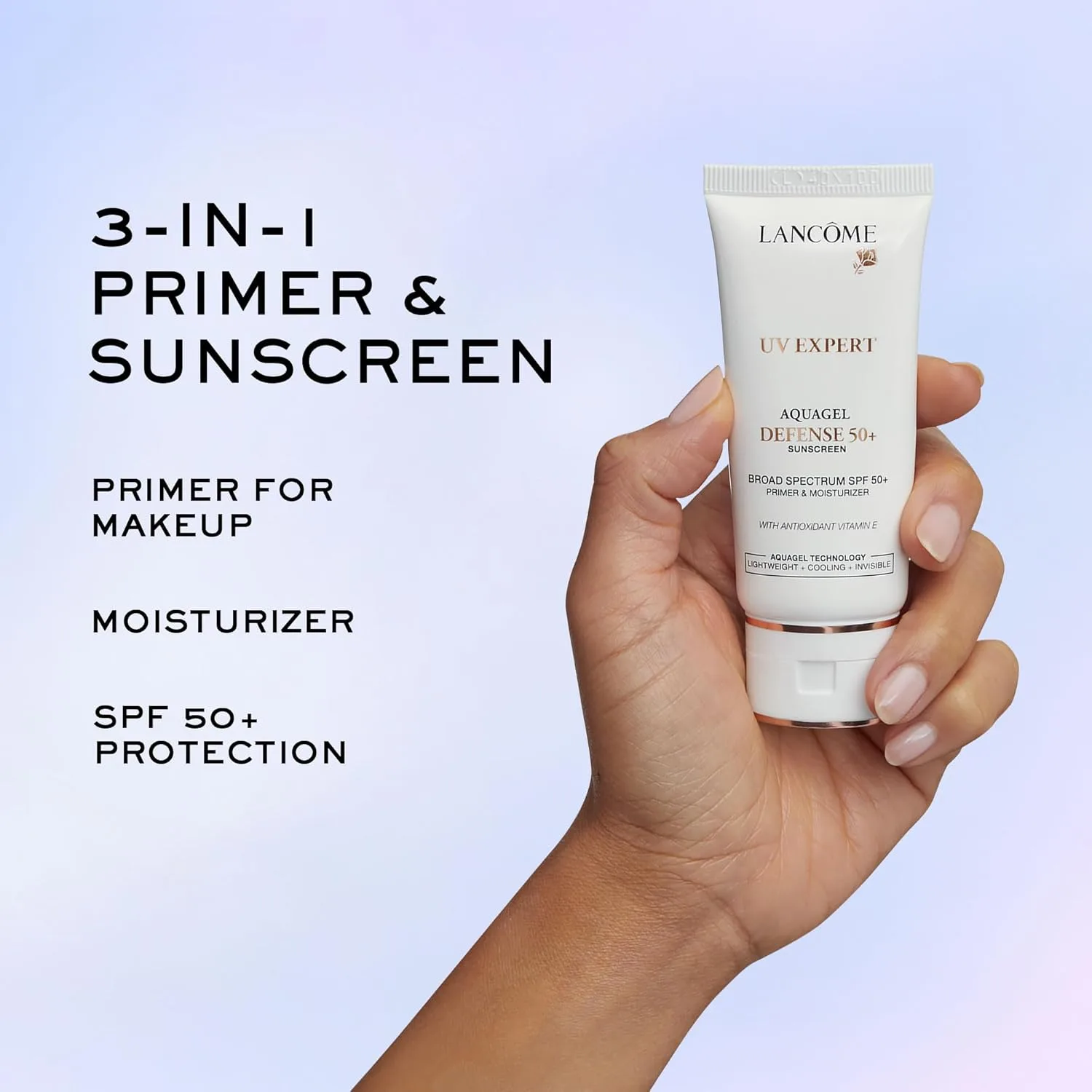 Lancôme UV Expert Defense SPF 50+ Праймер и увлажняющий крем | Солнцезащитное средство 3-в-1 с широким спектром защиты | Легкая, увлажняющая, нежирная текстура аквагеля 29,6 мл (1 шт.), clear — фото 3