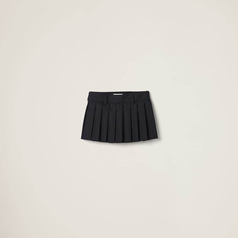

Полосатая плиссированная юбка Miu Miu, черный