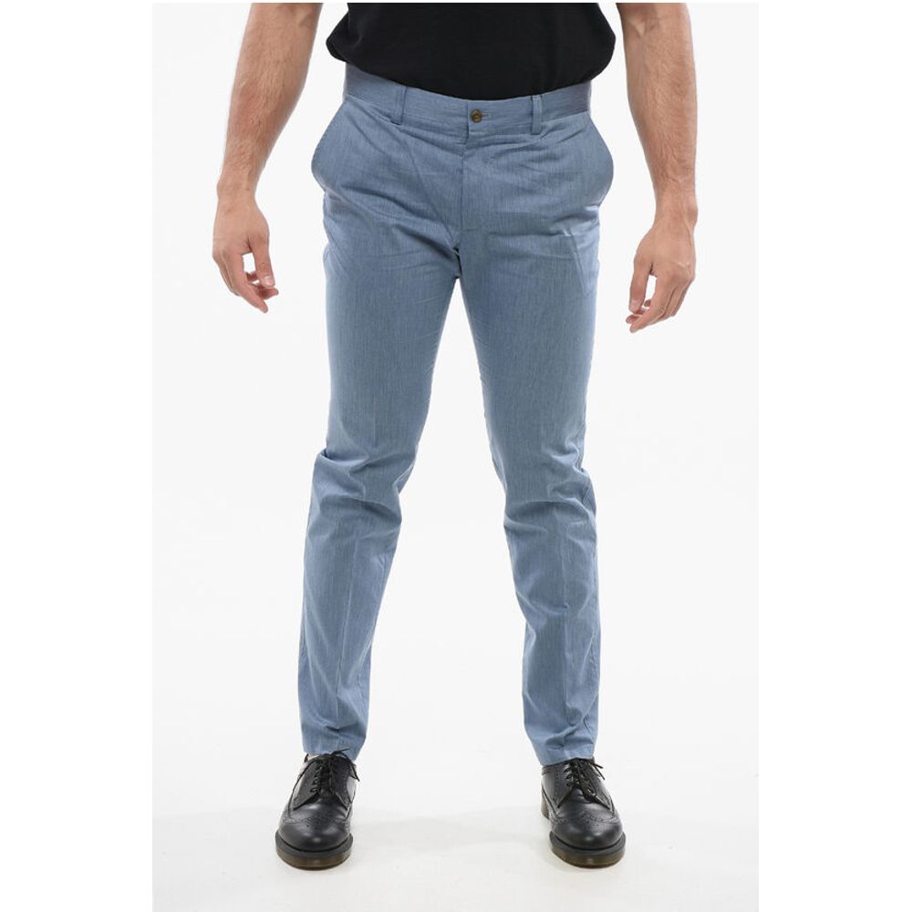

Брюки-чиносы ID из чистого хлопка со шлевками для ремня Corneliani, Light Blue