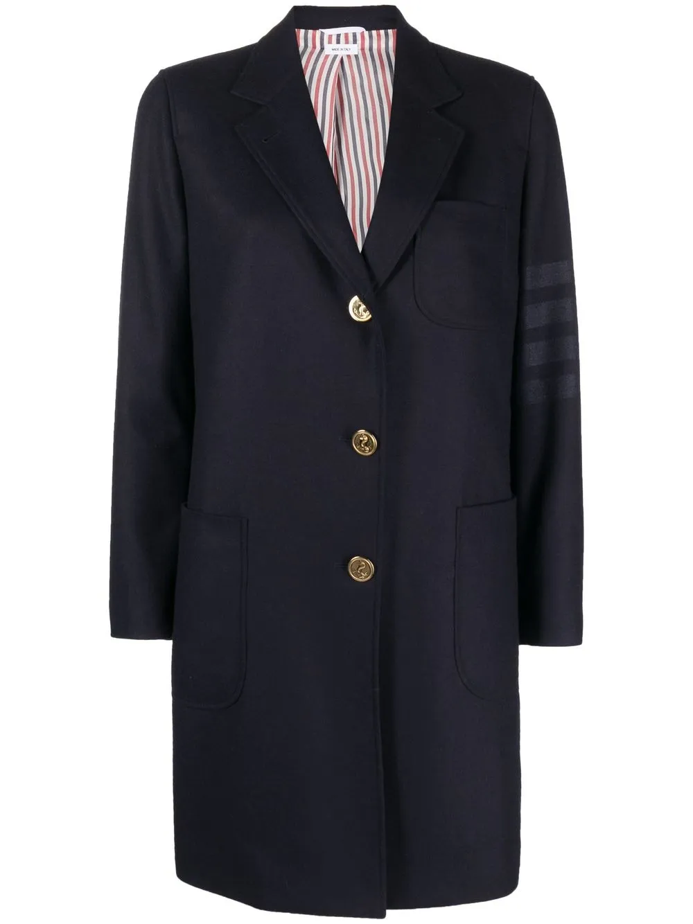 

Однобортное пальто Engineered с полосками THOM BROWNE, синий