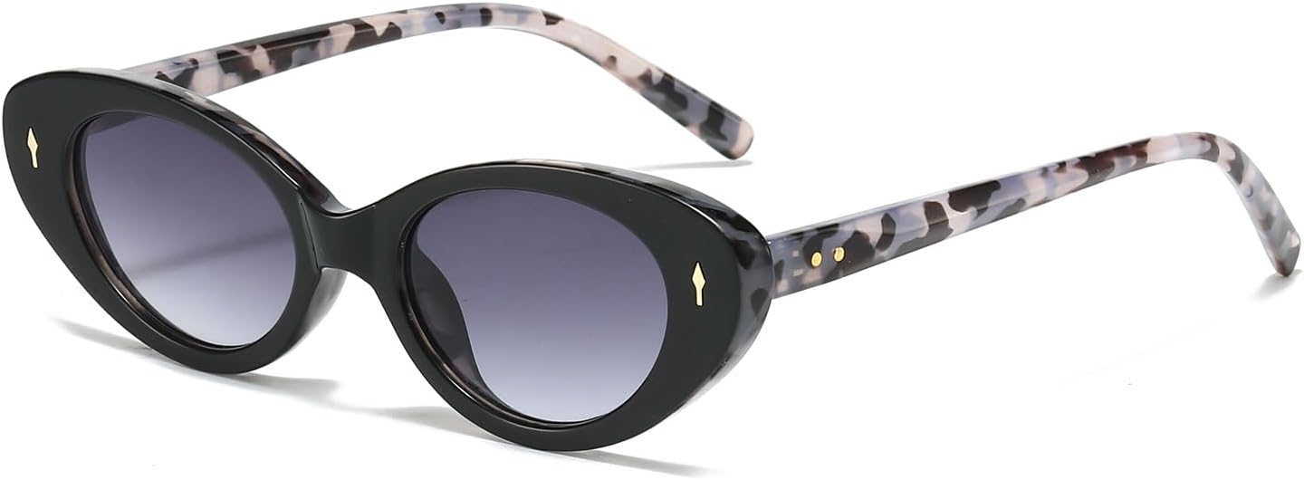

Солнцезащитные очки YAMEIZE Retro Cat Eyes Small Oval - для женщин и мужчин, классические овальные винтажные очки с защитой UV400 для вождения и активного отдыха, Black L-gradientgrey