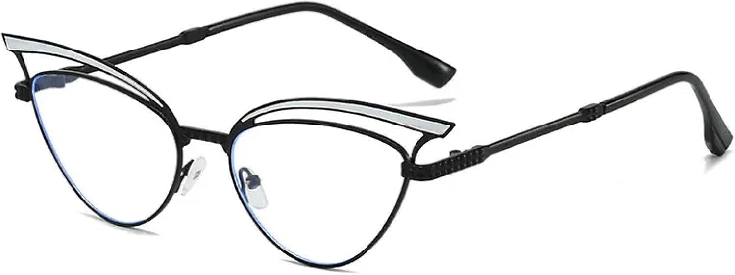 

Солнцезащитные очки с защитой от УФ-излучения UV400 | «Кошачий глаз» в полой металлической оправе | Для женщин и мужчин, для занятий спортом на открытом воздухе и вождения DSVIGF, Black