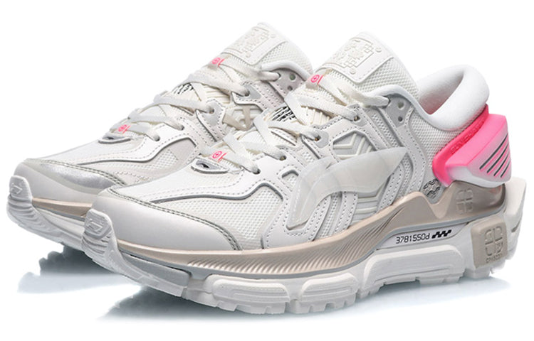 Беговые кроссовки (WMNS) Li-Ning Sun Chaser 'White Neon Pink', серый — фото 3