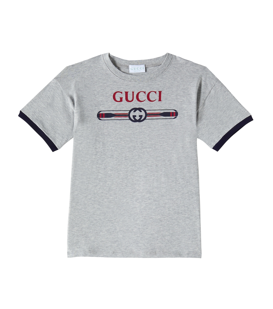 

Футболка из хлопкового джерси с логотипом Gucci Kids, Light Grey Mel/Mc