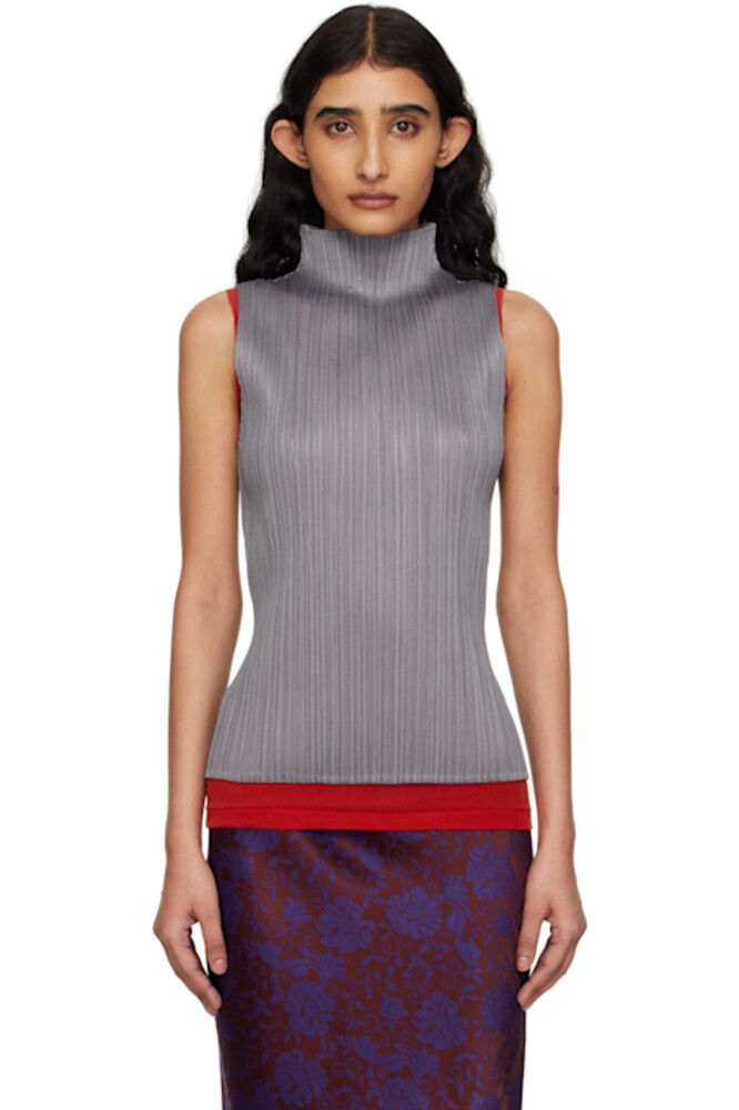 

Серый базовый топ PLEATS PLEASE ISSEY MIYAKE