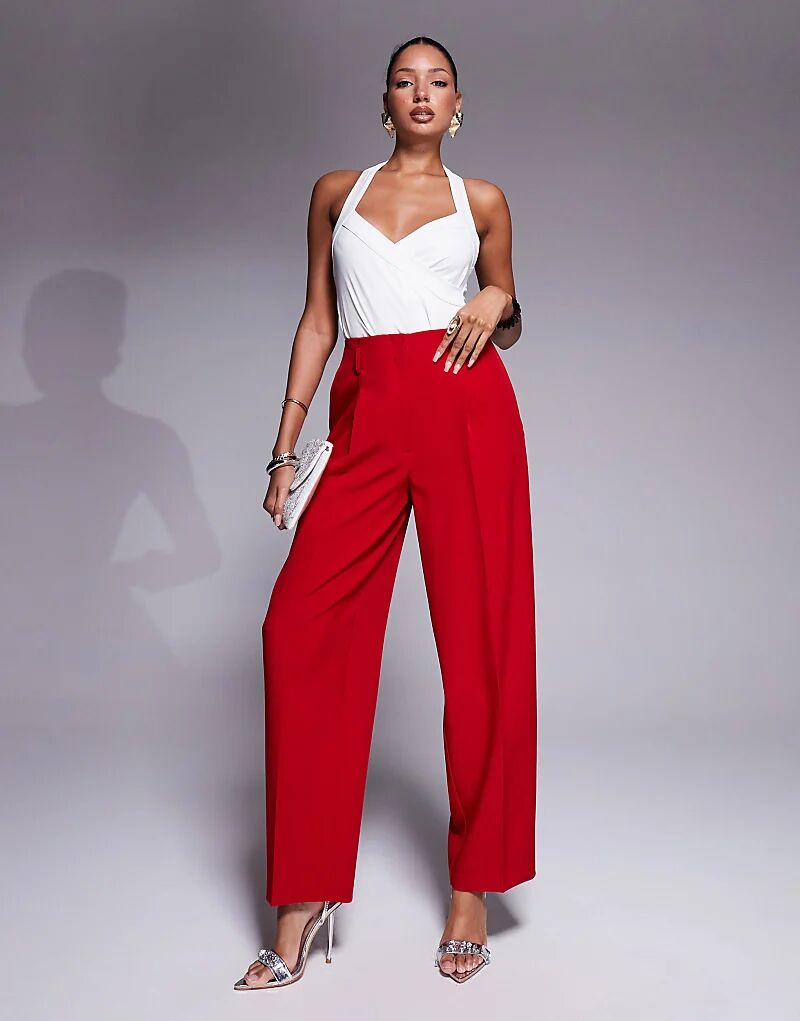 

Брюки-коконы ASOS DESIGN, приталенные в стиле корсета, красного цвета