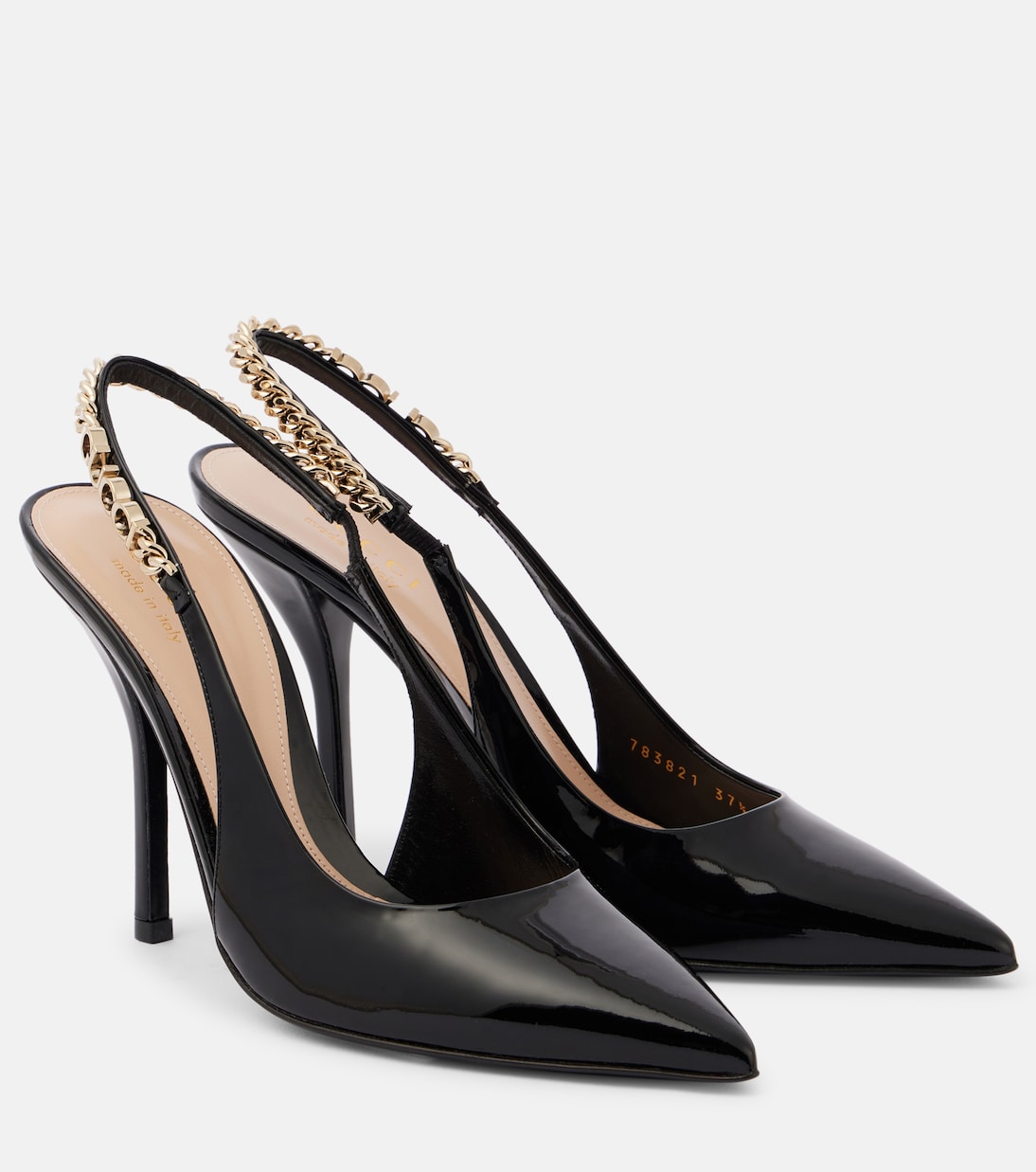 Туфли-лодочки Signoria на ремешке из лаковой кожи Gucci, Nero/Nero