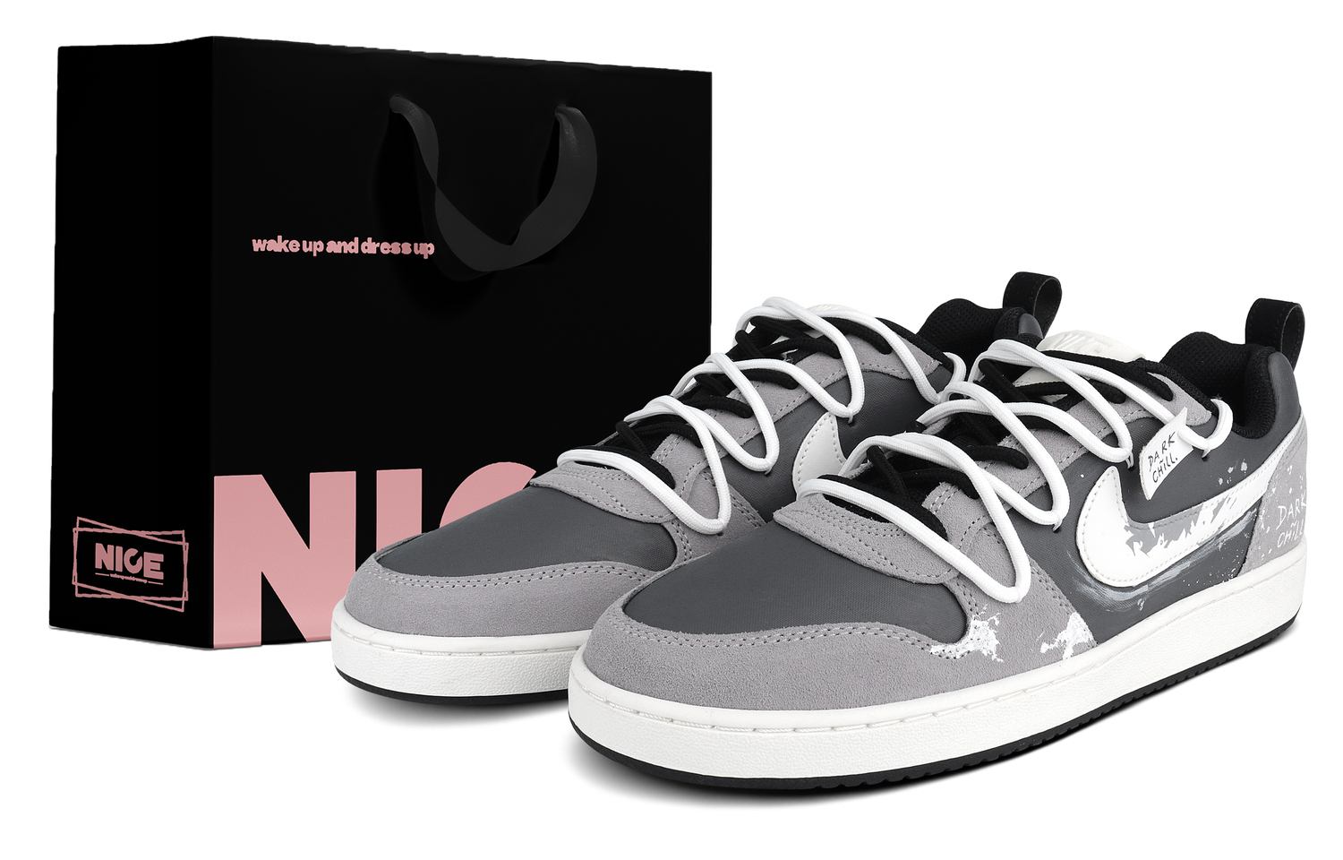 

Nike Кроссовки для скейтбординга Court Borough Abrasion Resistant Low top мужские Black Gray