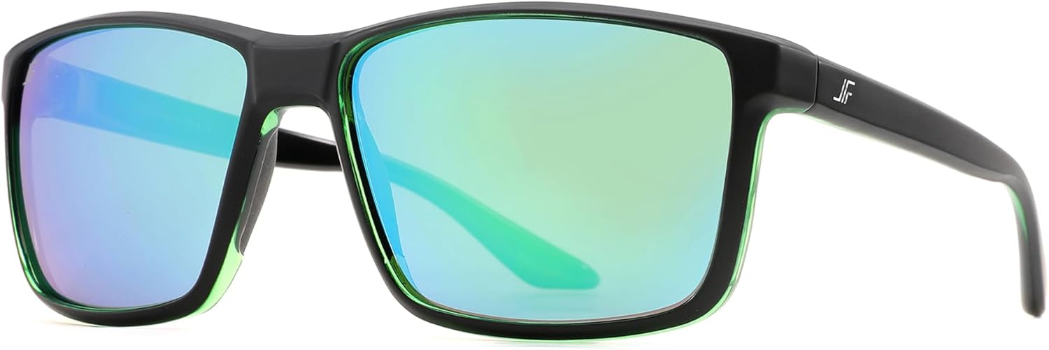 

Мужские поляризованные солнцезащитные очки, квадратная резиновая оправа, дужки из углеродного волокна, для рыбалки и вождения, защита от УФ-излучения RFS8205 JFXQDR, E - Black Frame Green Lens