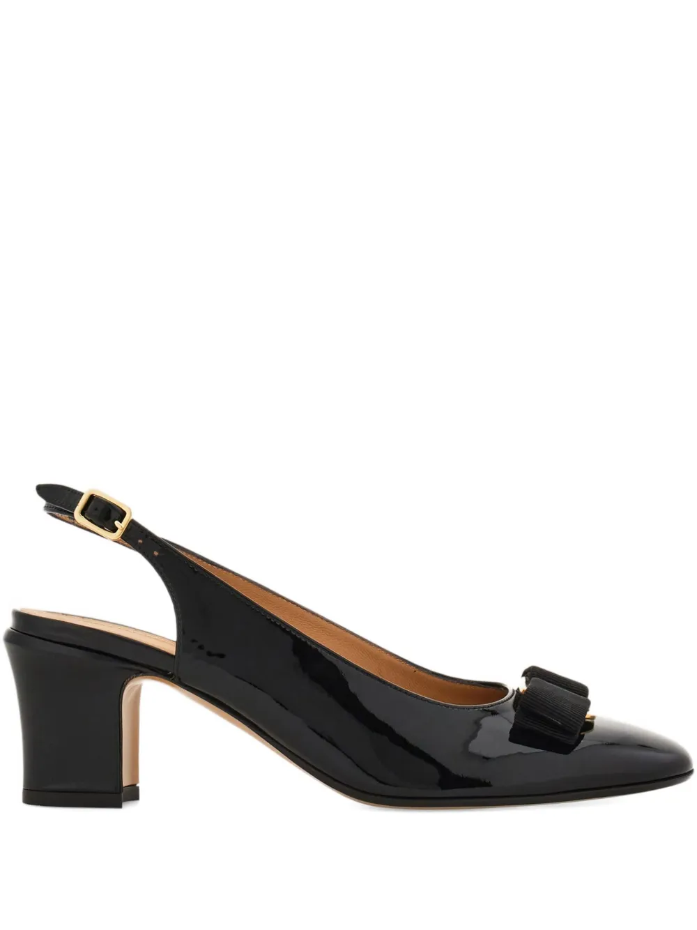 Туфли Vara 50 с ремешком на пятке и бантом Ferragamo, черный