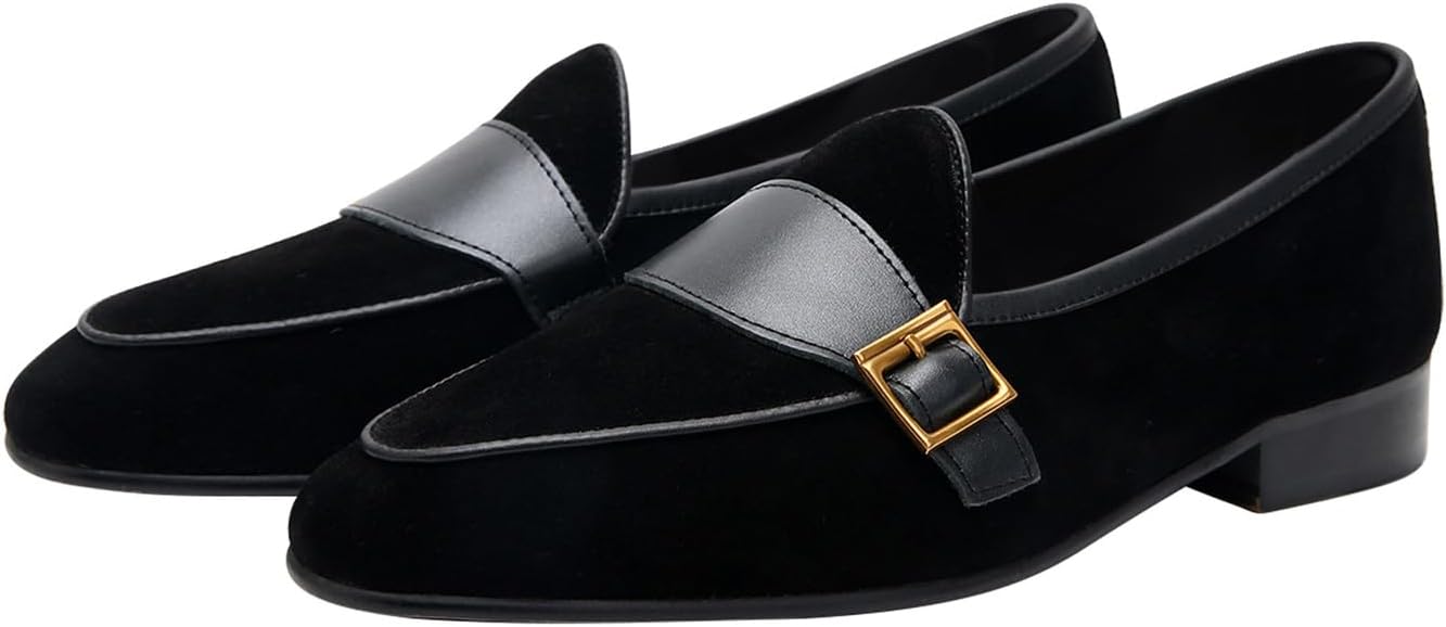 

Мужские бархатные лоферы Santimon с золотой пряжкой, туфли из натуральной кожи на каждый день и для торжественных мероприятий, свадебные и праздничные туфли для мужчин