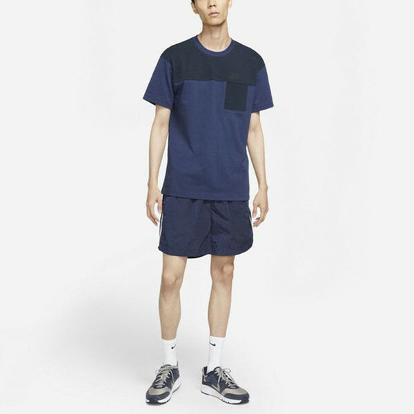 Футболка Men's Nike Athleisure Casual Sports Breathable Splicing Short Sleeve Navy Blue T-Shirt, мультиколор — фото 3