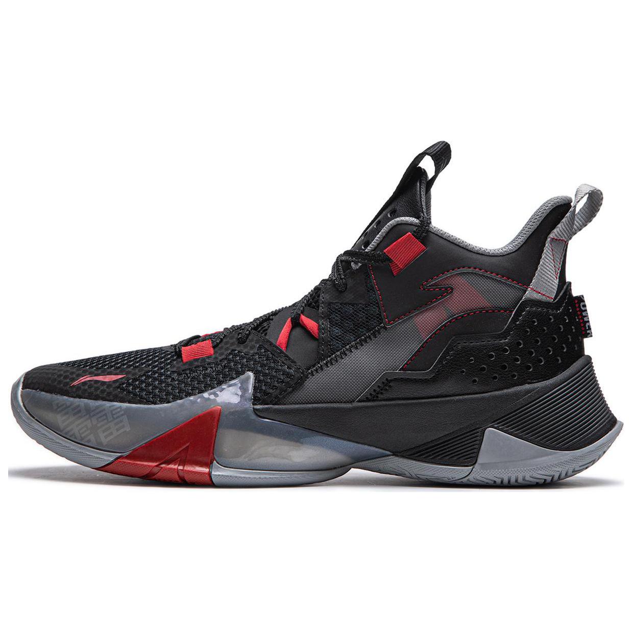 

LINING Баскетбольные кроссовки Basketball Collection с амортизацией, износостойкие, средней высоты, мужские, черно-красные