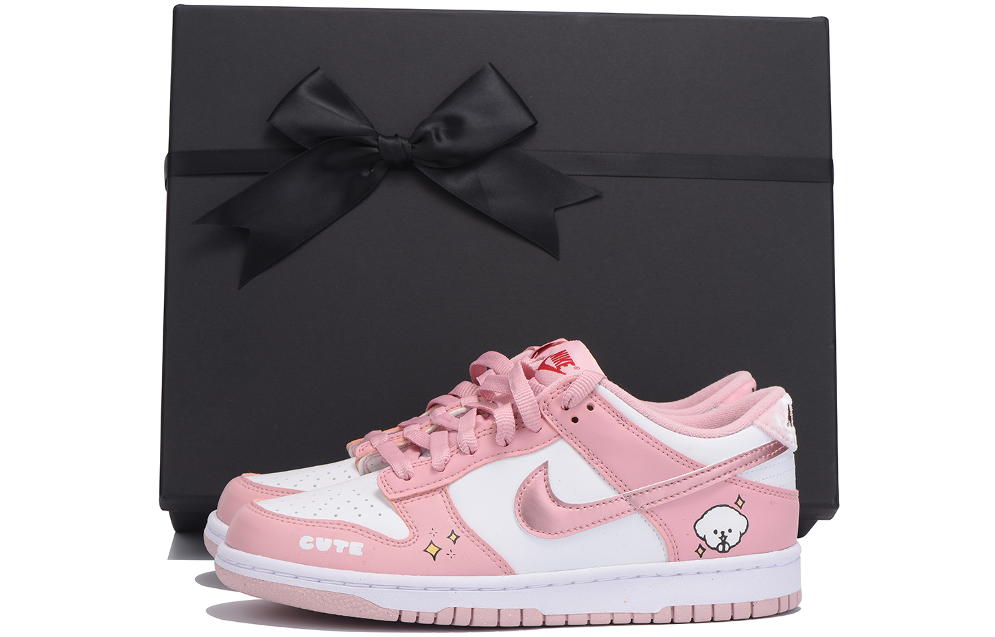 

Nike Dunk Противоскользящие Низкие Детские Скейтбординг Кроссовки Розовые Белые Подростковые