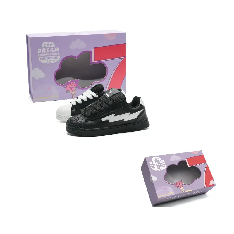 

7 SEVFUN Низкие скейтерские кроссовки унисекс в коробке - черно-белые непарные, цвет Black and White Mismatched