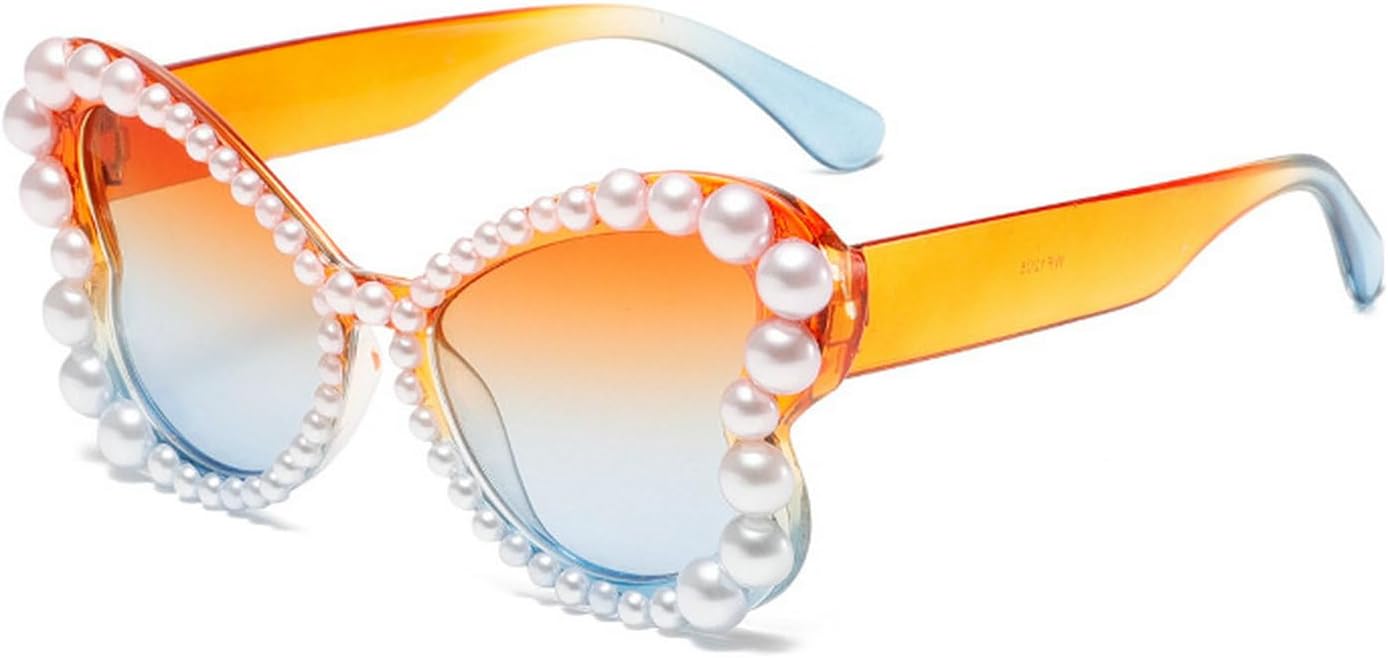 

Laureles Ретро большие солнцезащитные очки в стиле Y2K для женщин, модные жемчужные солнцезащитные очки в форме бабочки для мужчин, защита от УФ-излучения UV400 L15, C3