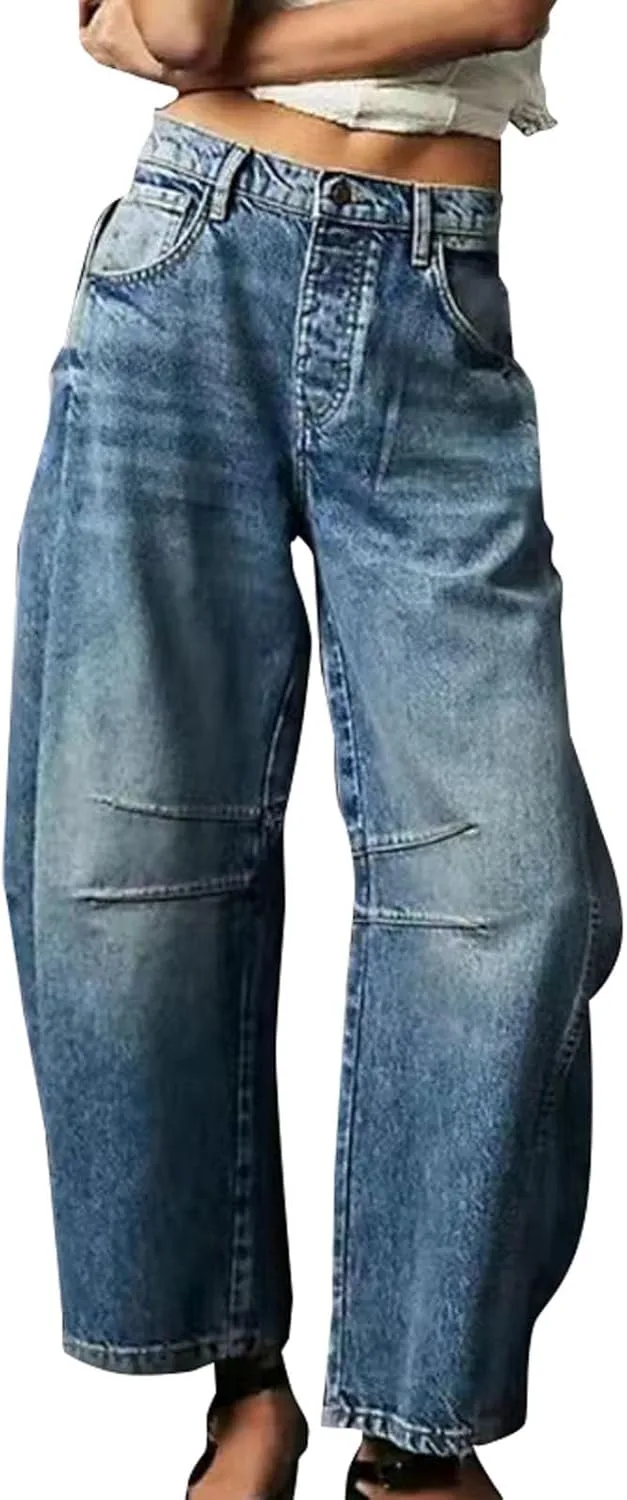 

JOFOW Barrel Jeans Women Wide Leg