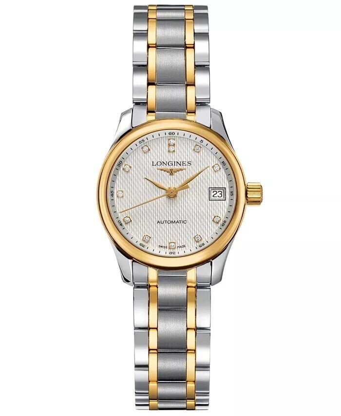 

Женские швейцарские автоматические часы Master Diamond Accent из 18-каратного золота и нержавеющей стали с браслетом, 26 мм L21285777 Longines