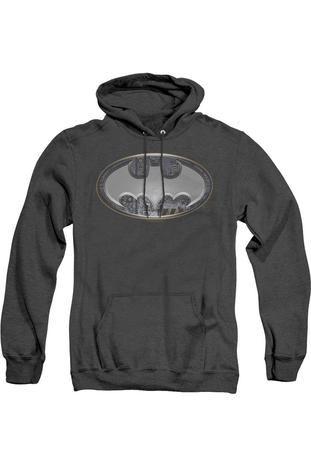 

Толстовка с капюшоном Batman Steel Wall Shield для взрослых Heather Gildan, черный