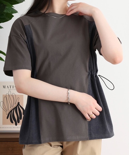 

Футболка с присборенной отделкой, джинсовый стиль Arinomama