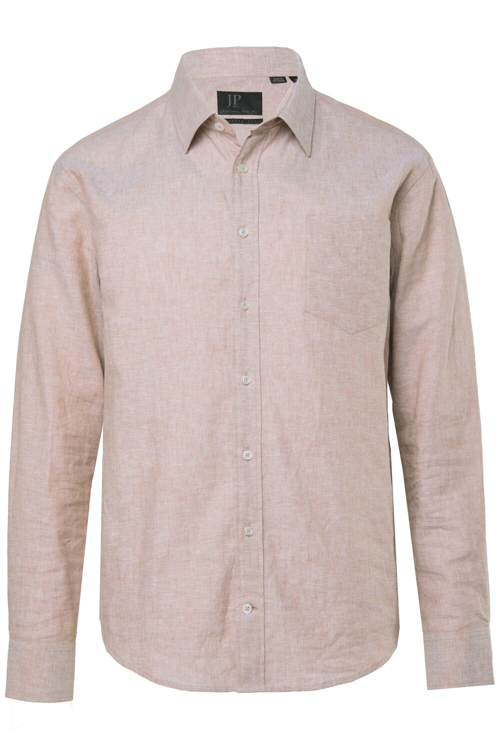 

JP1880 Рубашка на пуговицах комфортного кроя в крапчатом коричневом цвете