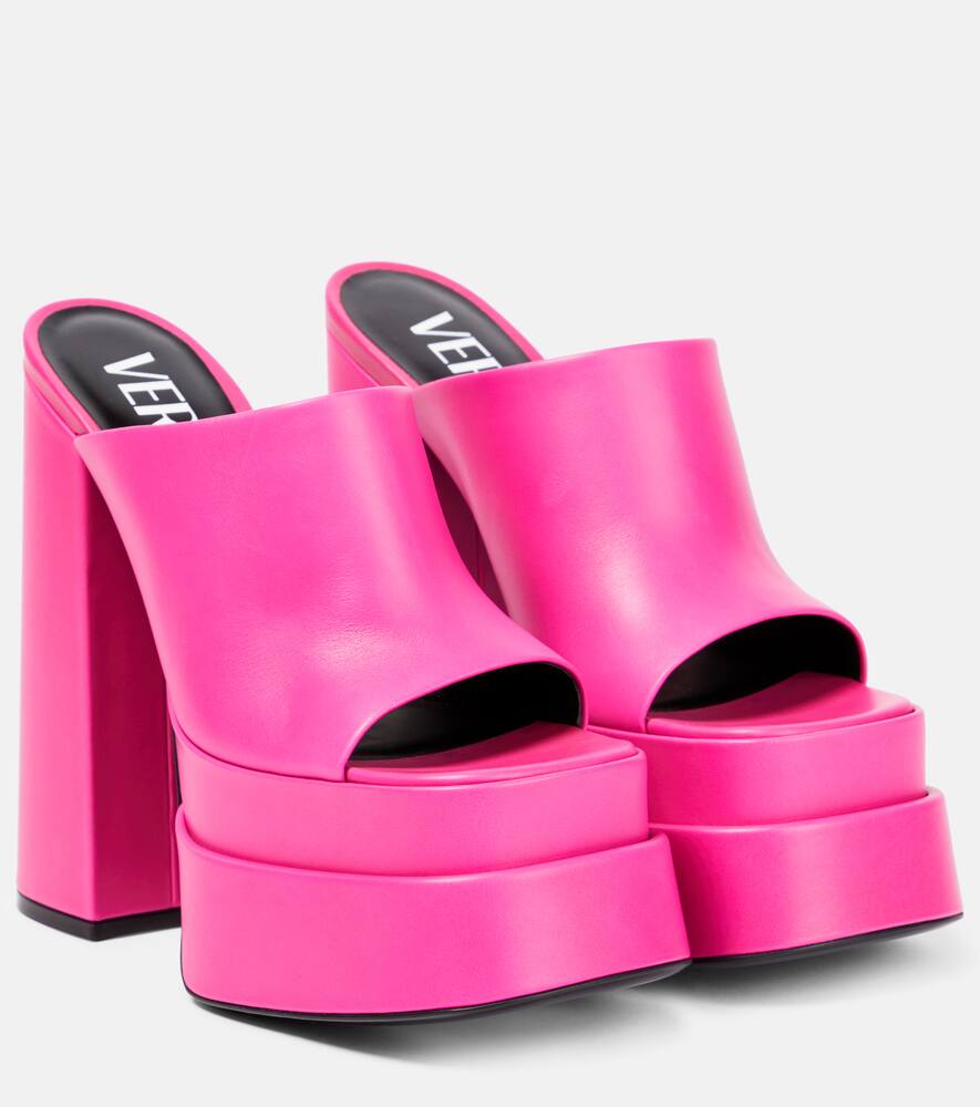 Кожаный мюли на платформе Versace, Fuxia-Oro Vernsace
