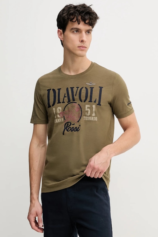 

Хлопковая футболка Aeronautica Militare, зеленый