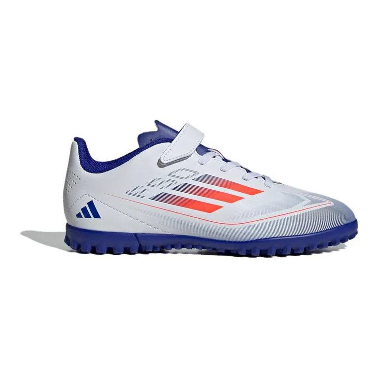 Adidas Футбольные бутсы F50 CLUB низкие бело-голубые детские — фото 3