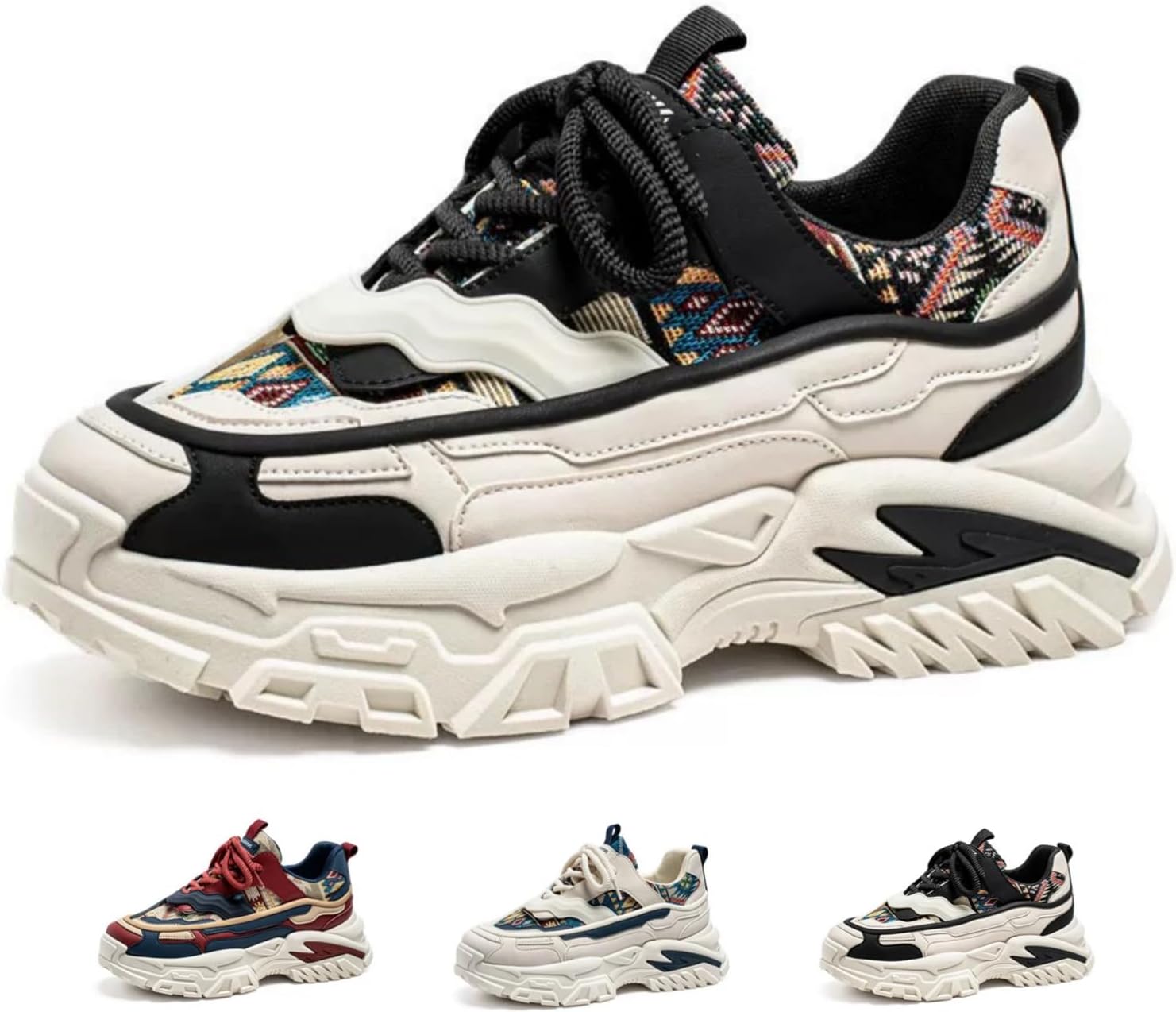 

Мужские и женские стильные массивные кроссовки MACEFIL в стиле папа для уличной моды, удобные повседневные кроссовки, прочная обувь для прогулок на открытом воздухе, черный/бежевый