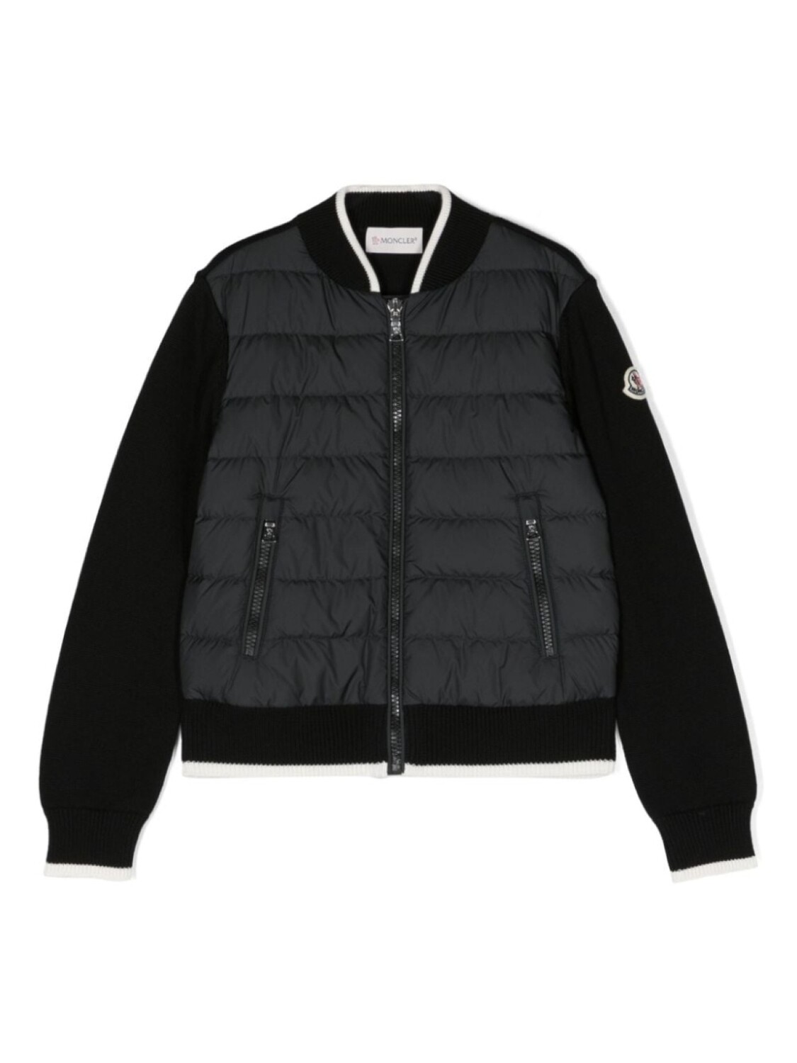 

Moncler Enfant пуховик со вставками, черный