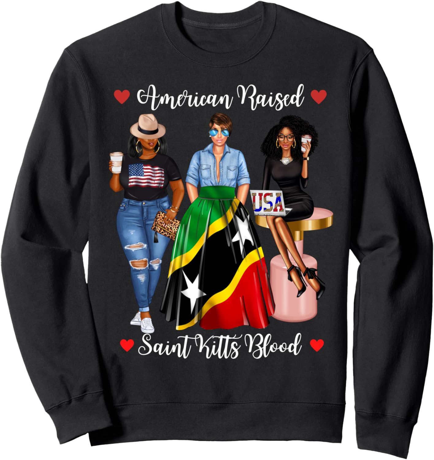 

Толстовка с афроамериканскими корнями на Сент-Китсе Lush American Raised, черный
