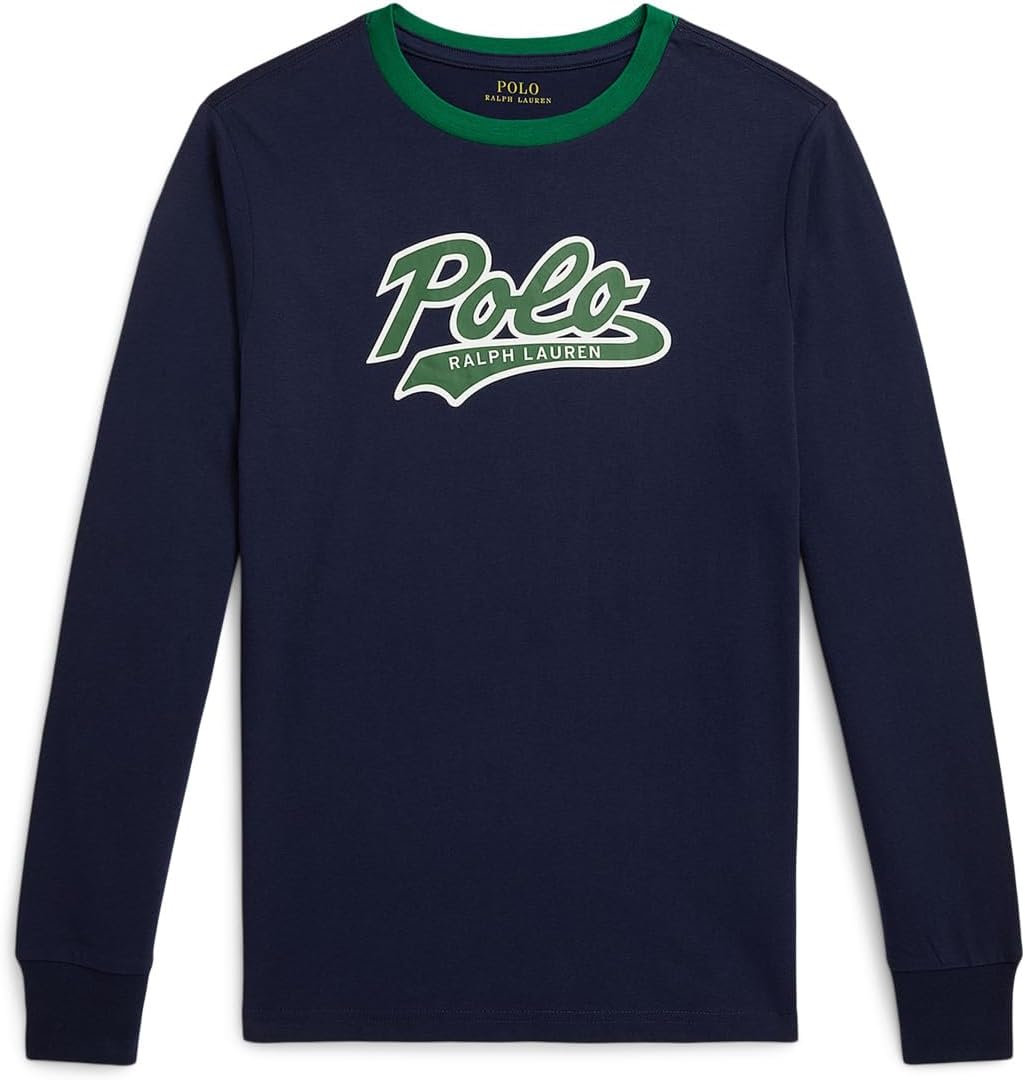 Футболка Polo Ralph Lauren Kids Logo Cotton Long-Sleeve Tee, цвет Refined Navy